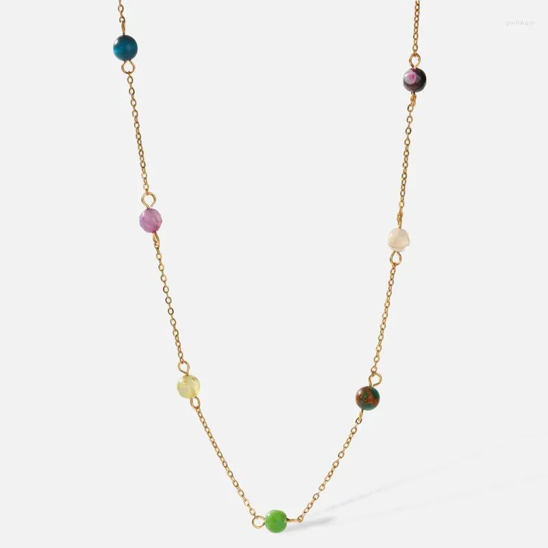Pendant Necklaces Opal Necklace For Women 2022 Stainless Steel Colorful Natural Stone Statement 18K Real Gold Plated Choker GiftsPendant God