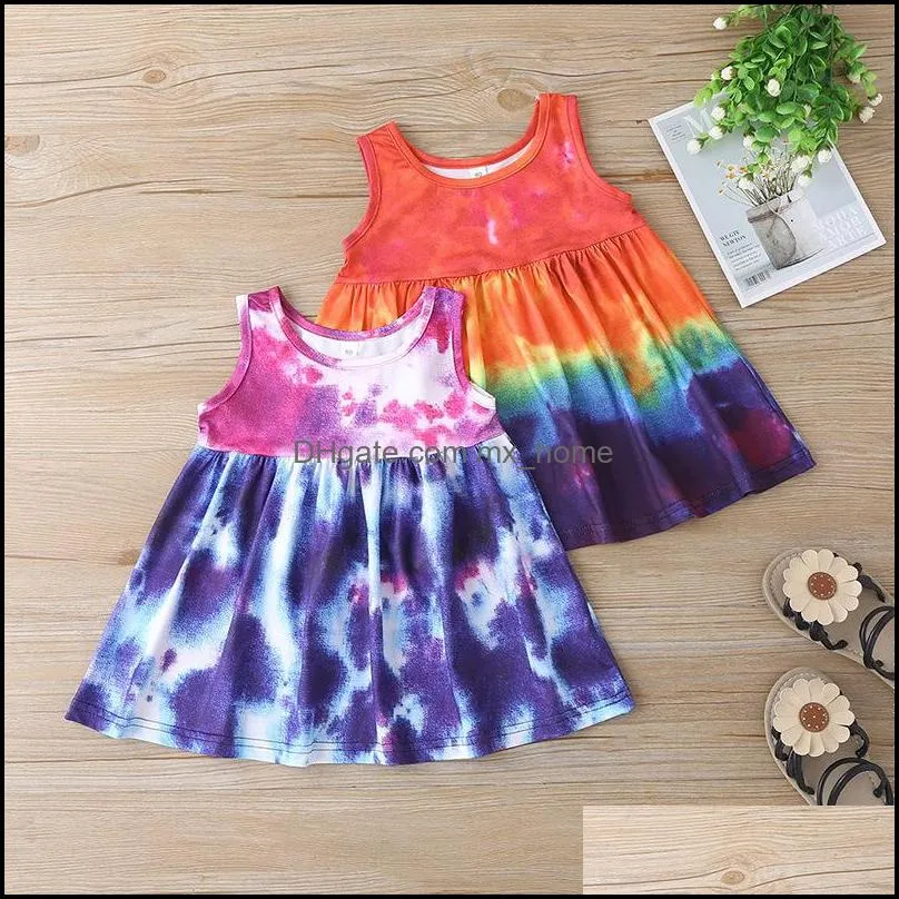kids clothes girls tie dye dress children sleeveless gradient princess dresses summer boutique fashion baby clothing z1473