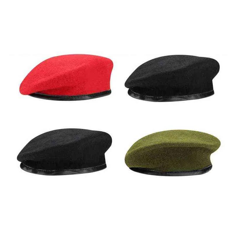 Béret en feutre de laine militaire, nouvelle mode, chapeaux d'hiver épais et chauds pour soldats de l'armée, chapeau de fête de Camp J220722