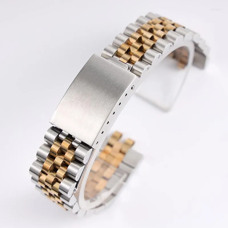 Watch Bands Accessories 20mm Five Beads Stainless Steel Waterproof Belt For Men And Women One-piece Buckle Sports Strap Hele22