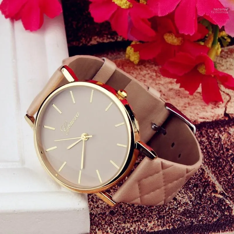 Armbandsur Orologio Donna Geneva Women's Watch Mesh Leather Strap Fashion Dial Ladies Relojes Quarzo Reloj Mujerwristwatches Hect22