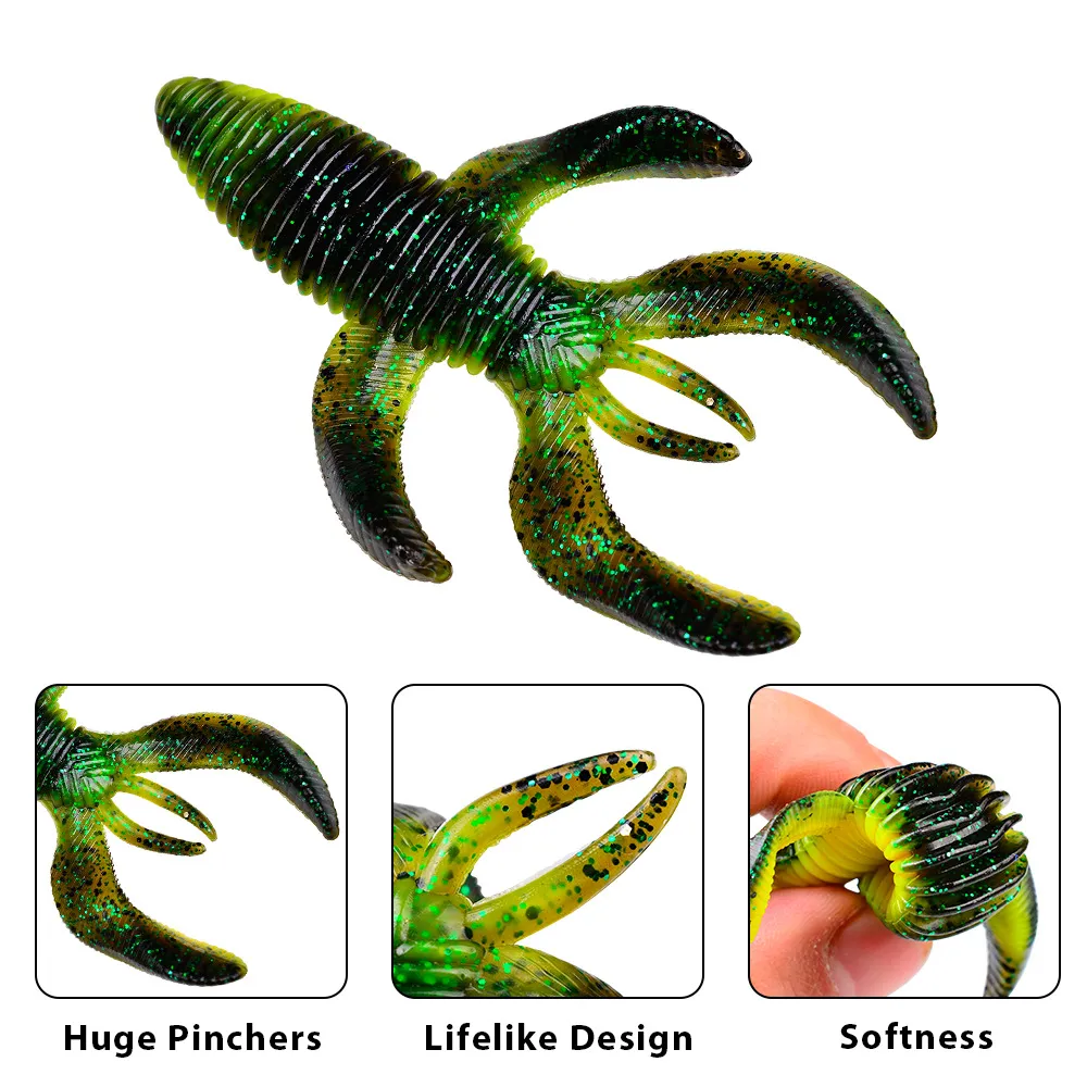 10 -stcs/kit hete 5 kleur zachte plastic langoesten lokken holle body bas vissen plastic aas paca craw 10 cm 11.5 g k1643