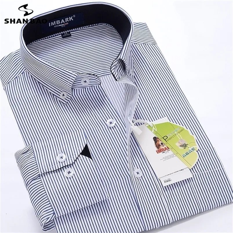 SHAN BAO camicia a maniche lunghe casual da uomo a righe classica da uomo abbigliamento di marca camicia da uomo elegante da festa di nozze 220401