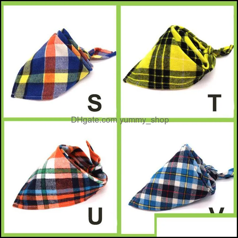 dog bandanas scarf kerchief bibs washable girl boy cotton pet outdoor fall accessories for small medium birthday gift square plaid double adjustable for puppy