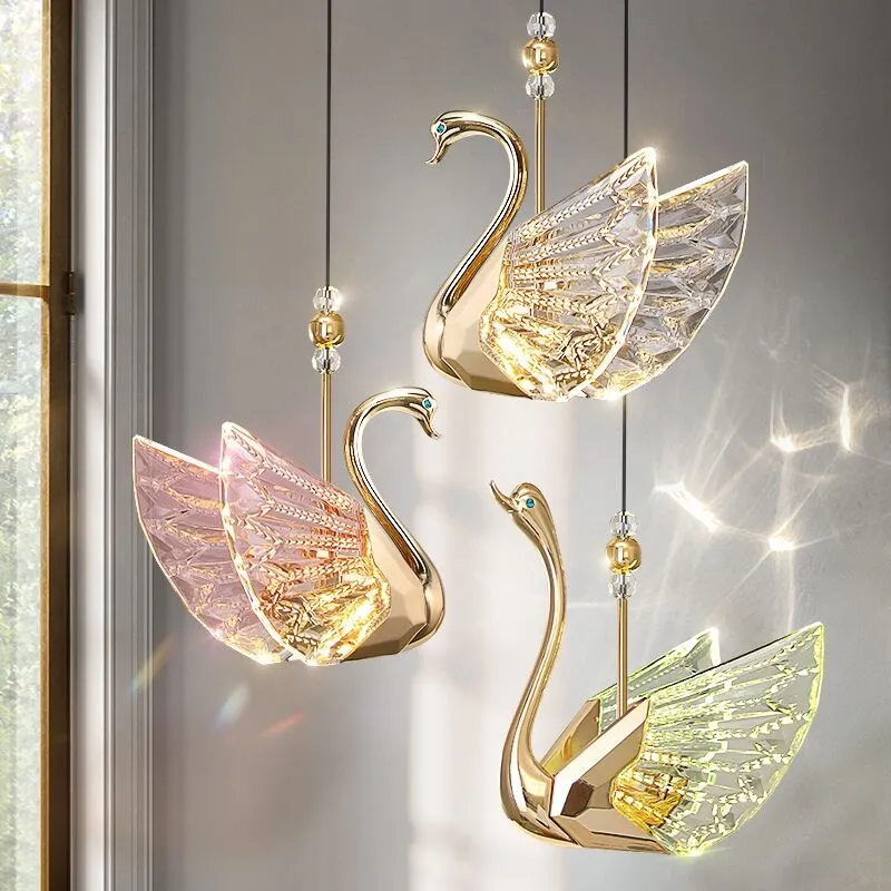 Lampes suspendues Swan lustre moderne lumière luxe chambre chevet petit lustre designer créatif salon lustres décoratifs