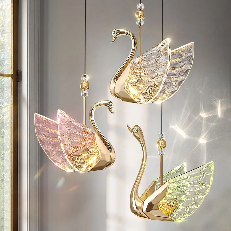 Pendant Lamps Swan chandelier modern light luxury bedroom bedside small chandelier designer creative living room decorative chandeliers