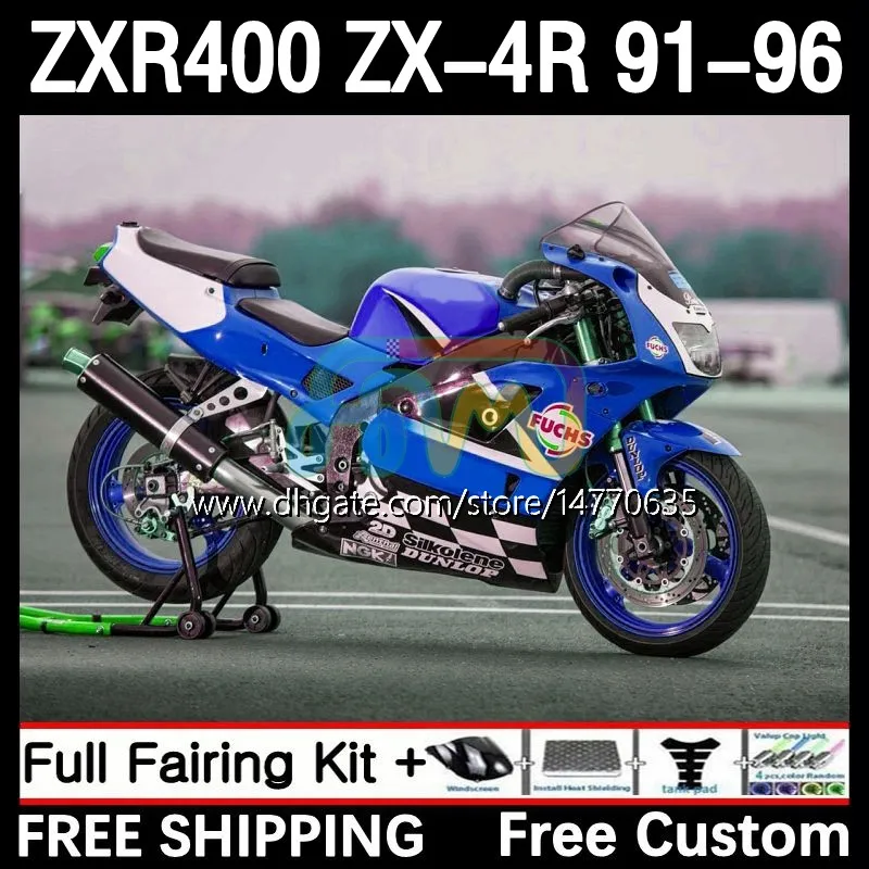 مجموعة Fairings لـ Kawasaki Ninja Zx4r 400CC ZXR-400 1991 1992 1992 1993 94 95 96 Body 12DH.82 ZXR 400 CC ZX-4R ZX 4R COWLING ZXR400 91 92 93 1994 1995 1995 GOSTORM GLOSS PLUE