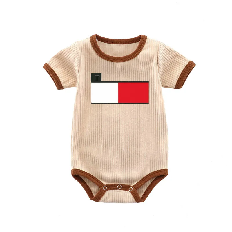 Baby Rompers Solid Color Short Sleeve Cotton Newborn Jumpsuits Multi Colors Infant One-Piece Clothing 0-18M