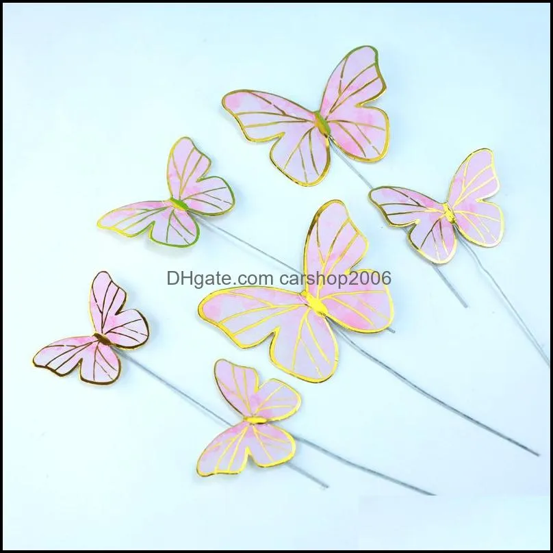 Baking Cake Decorate Purple Beauty Butterfly Shaped Gilding Plug In Unit Evening Party Wedding Decor New Arrival Hot Sale 0 88bd J2