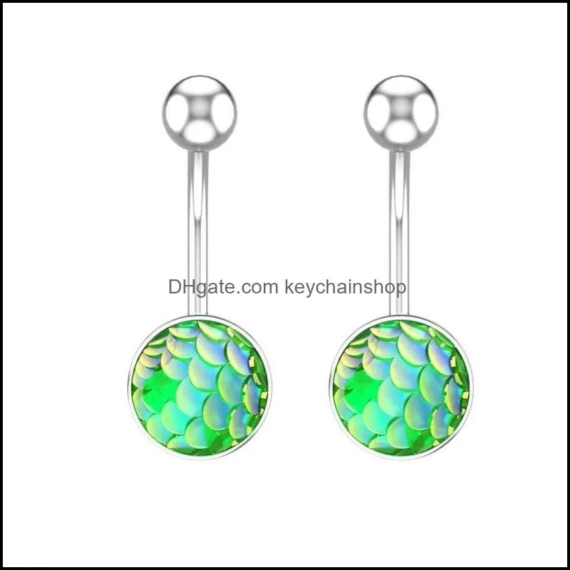 belly button ring creative fish scale navel piercing jewelry