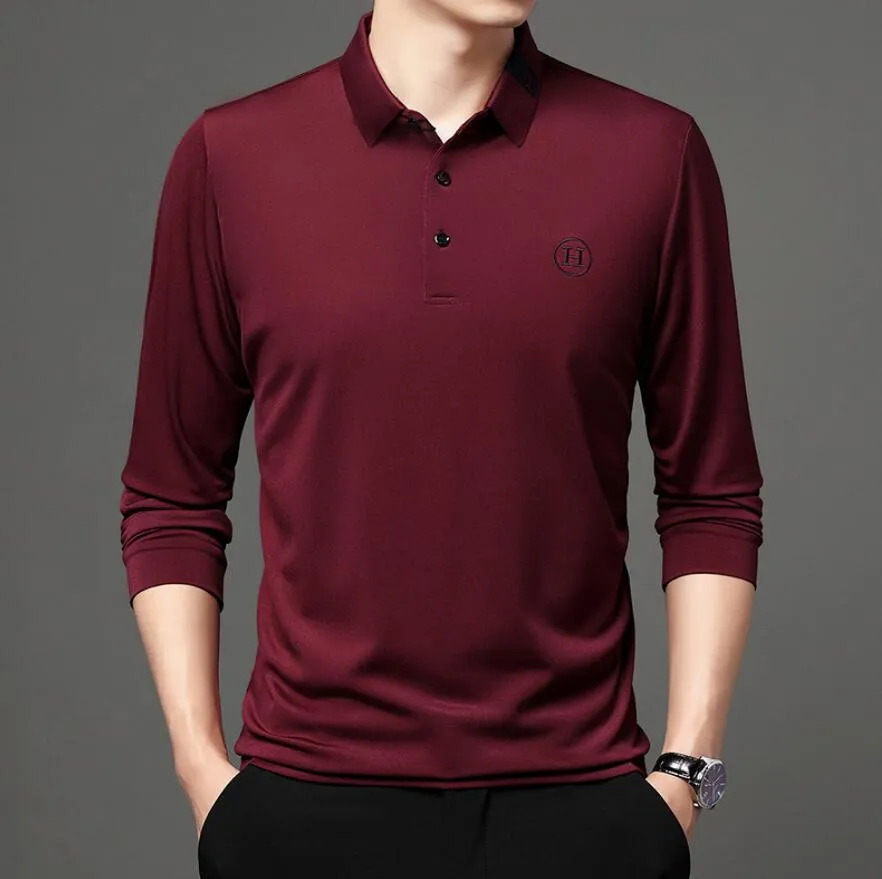 Camisa polo de manga comprida feminina masculina 2022 primavera nova casual de negócios com lapela bordada camiseta masculina