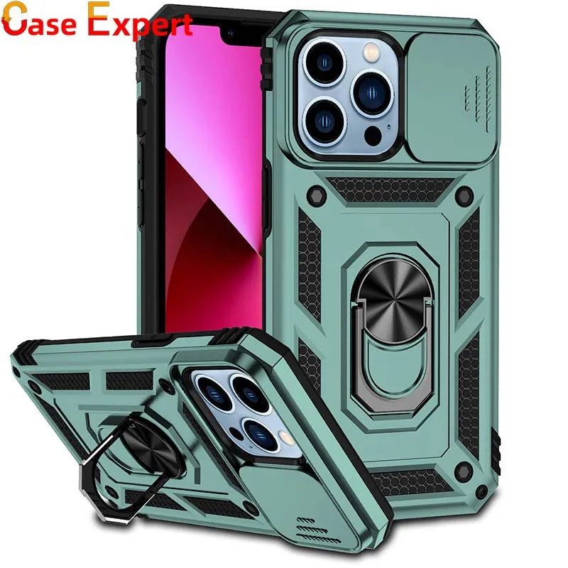 Camera Protection Metal Ring Holder Hybrid Shockproof Cases For iPhone 13 14 15 Plus Pro Max Samsung S24 Ultra A03S Moto G Pure Power Play Stylus Google Pixel 6 Pro