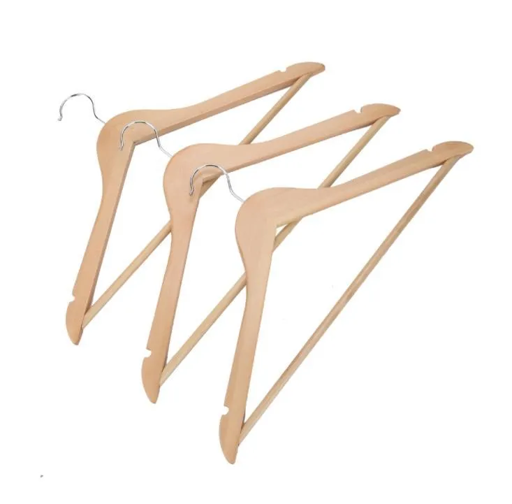 Multi-Functional Wooden Suit Hangers Wardrobe Storage Clothes Hanger Natural Finish Solid Folding Clothing-Drying Rack Clothing SN5628
