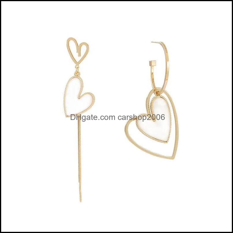 korean fashion jewelry earrings asymmetric love oorbellen statement tassel heart-shaped earring for women gift