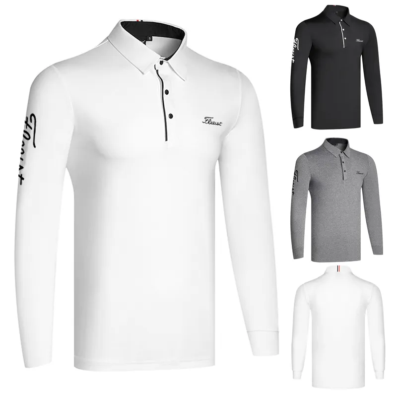 Maglietta da golf da uomo Primavera Autunno Inverno Abbigliamento sportivo T-shirt a maniche lunghe Polo elastica asciutta per uomo 220712