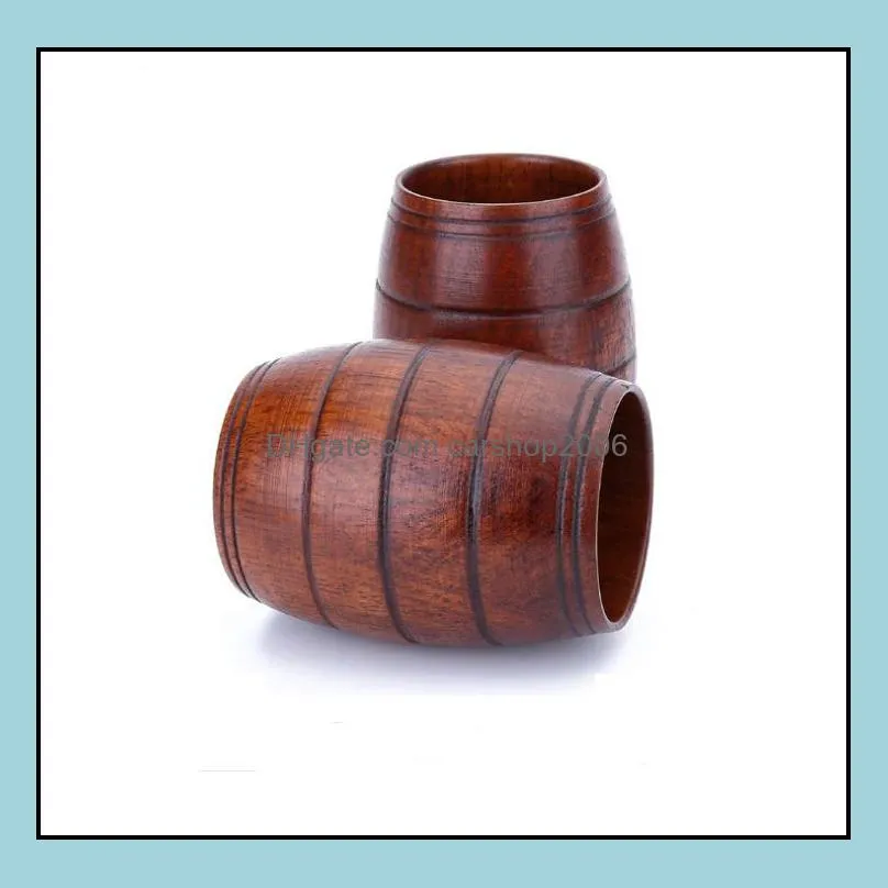 50pcs/lot wooden belly beer cup wood carved classical tea cup eco-friendly drinkware kitchen bar accessories sn395