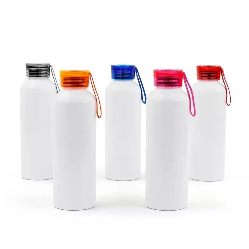 DIY Sublimation Blanks Blanc 750ml 24oz Bouteille D'eau Chanteur Couche Gobelets En Aluminium Tasse À Boire Tasses Gobelet Avec Couvercles 4 Couleurs B0608T06