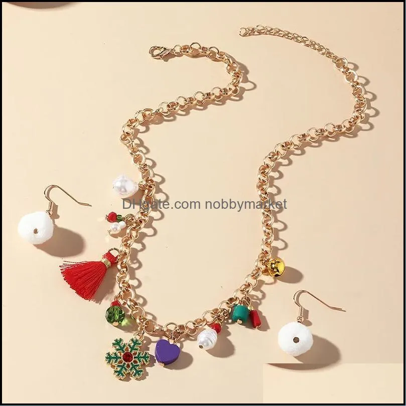 Earrings & Necklace European And American Christmas Jewelry Cartoon Multi- Tree Snowflake Holiday