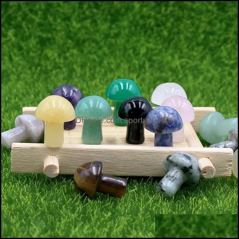 Arts And Crafts Arts Gifts Home Garden Carved Mushroom Statue Ornaments Natural Rose Quartz Turquoise Stone Naked Stones H Dhzlp