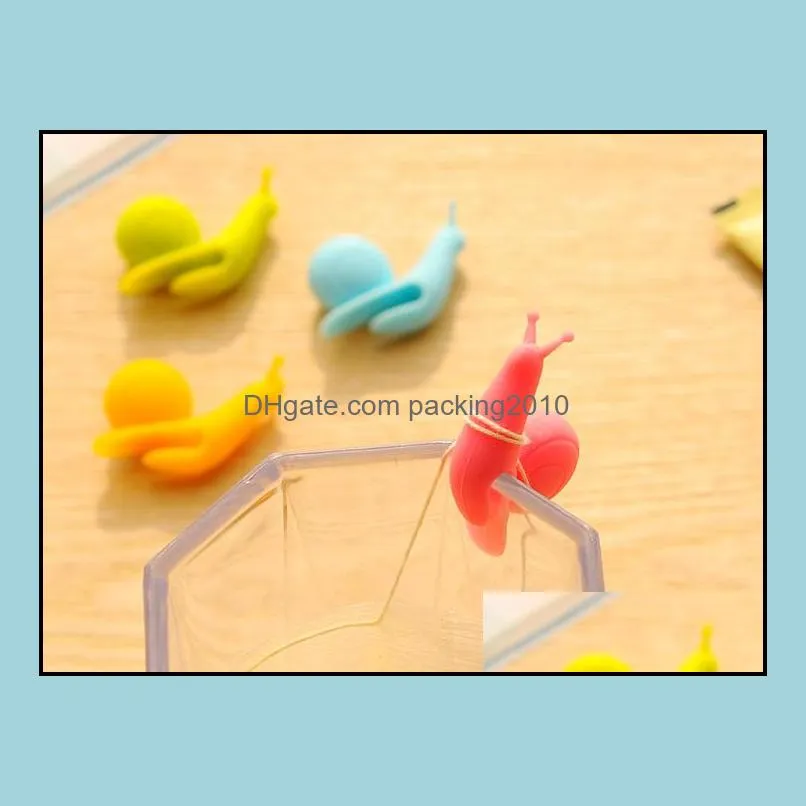 NEWTea Bag Hanging Clips Silicone Snail Glass label Tea Bag Holder Tea Infuser Accessories Novelty Households RRA8039