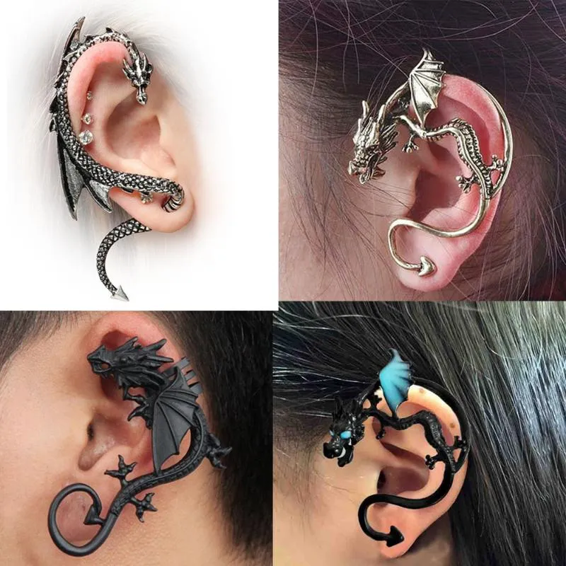 CLIP-ON SCREW BACK DRAGON EAR CLIP PUNK GOTHIC ROCK WRAP RETRO COFF THE EARRINGS FÖR KVINNA PERSONALITET Fashion Jewelry Boucle Oreille Gift