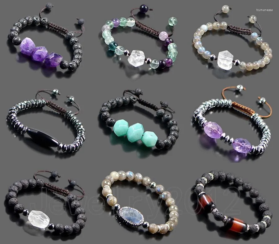 Fili di perline 5 pezzi/lotto gemme naturali pietre da 8mm labradorite perle di lava yoga cerebrale regolabile moda regolabile gioielli fai -da -te fatti a mano