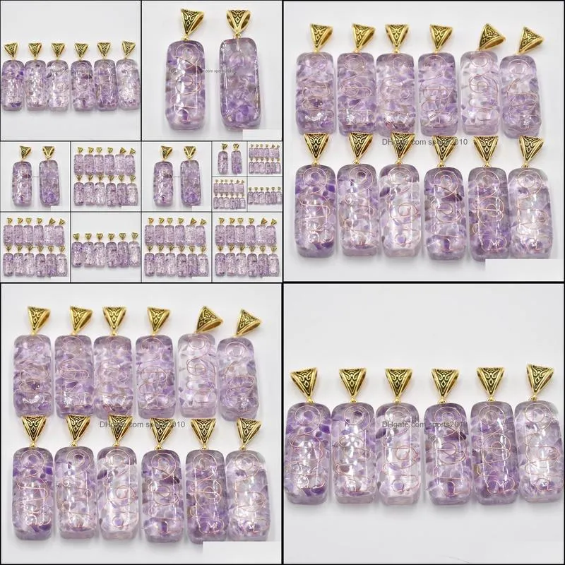 41x17x11mm retro amethyst natural stone charms pillar pendant wholesale diy necklace jewelry making sports2010