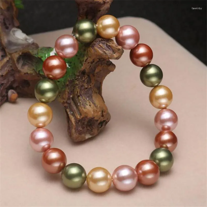 Fili di perline Bracciale con perle davvero conchiglia Bracciale regolabile d'acqua dolce naturale della Boemia per accessori di gioielli da donna Regalo Fawn22