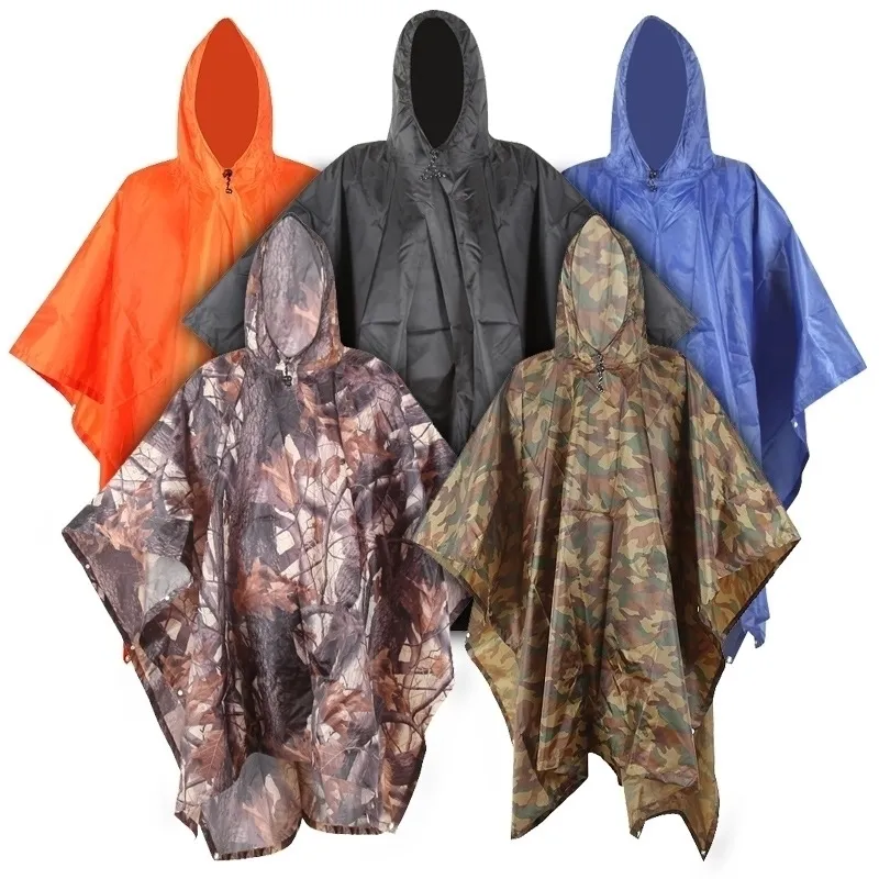 3 en 1 sac à dos voyage housse de pluie manteau de pluie capuche randonnée cyclisme housse de pluie poncho imperméable imperméable camping en plein air tente tapis 201202