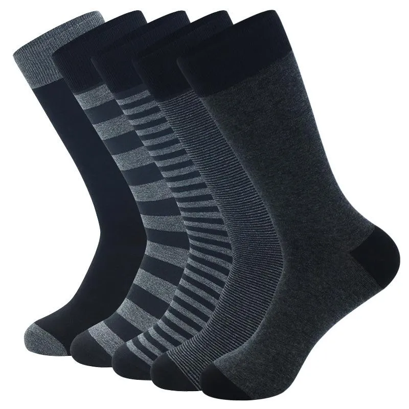 Men's Socks Men's Stockings Large Size Striped Solid Color10 PAIRS Business Sock Autumn And Winter Thick Foreign Trade SocksMen's