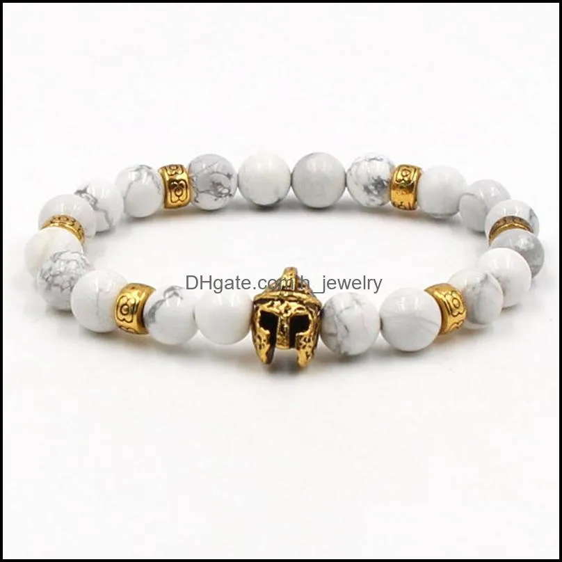 bead stone bracelet 8mm white beads bracelet  owl buddha head stretch elastic men bracelet hjewelry