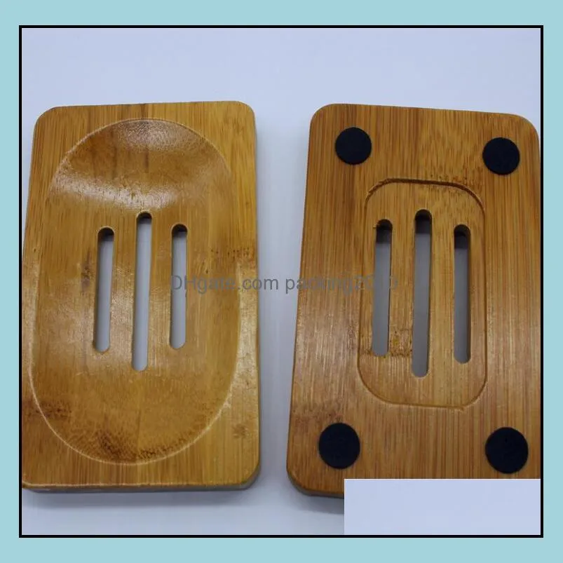 أطباق الصابون ملحقات الحمام باث هوم حديقة LL Natural Bamboo Holders Dish Wooden Dish Soaps Tray Holder Rack Plate Co Dhzfu