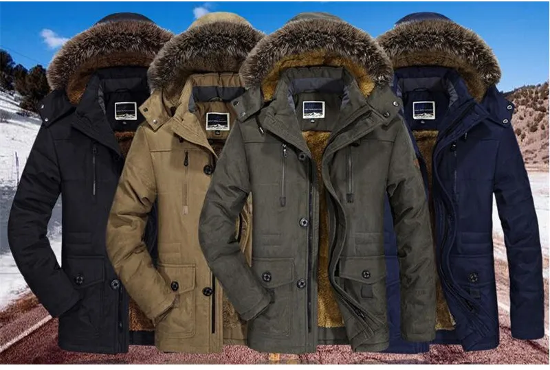 Chaqueta de invierno Hombre de talla grande acolchado de algodón abrigo de  parka cálido casual de piel sintética con capucha chaqueta larga chaqueta  masculina cortavientos