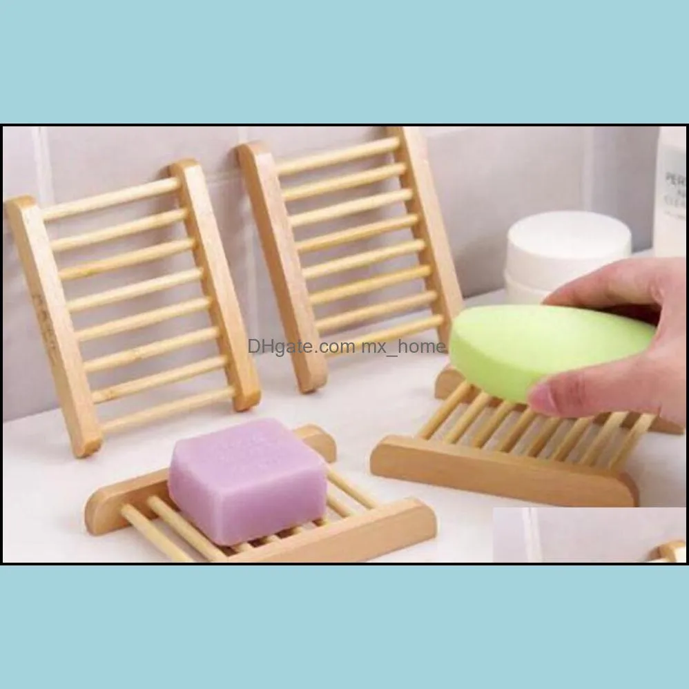 100PCS Natural Bamboo Trays Wholesale Wooden Soap Dish Wooden Soap Tray Holder Rack Plate Box Container for Bath Shower Bathroom