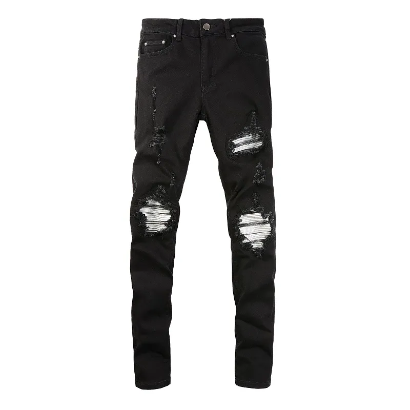 Hommes Designer Jeans Mode Blcak Broyage Trou Pantalon Homme Lavé Biker Pantalon Mode Casual Mature Tendance Denim Pantalon Hip Hop mo323m