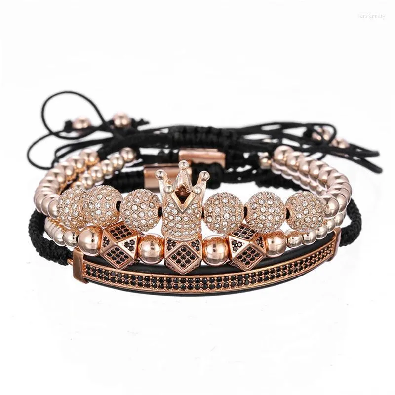 Charm Bracelets Luxury Jewelry 3pcs/Set Bracelet Hip Hop Gold Men Cubic Micro Pave CZ For Women Pulseira BileklikCharm Lars22