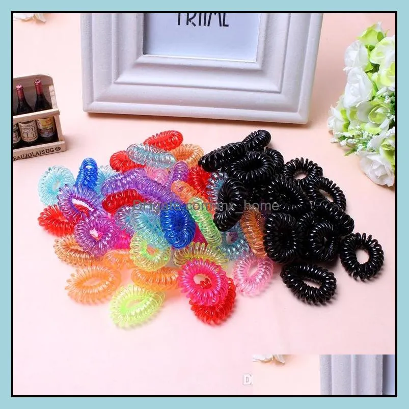 Small Size Baby Girl Coil Hair Tie Telephone Wire Coil Elastic Hair Band Children Toddler Hairband Ponytail Holder Hair Accessories
