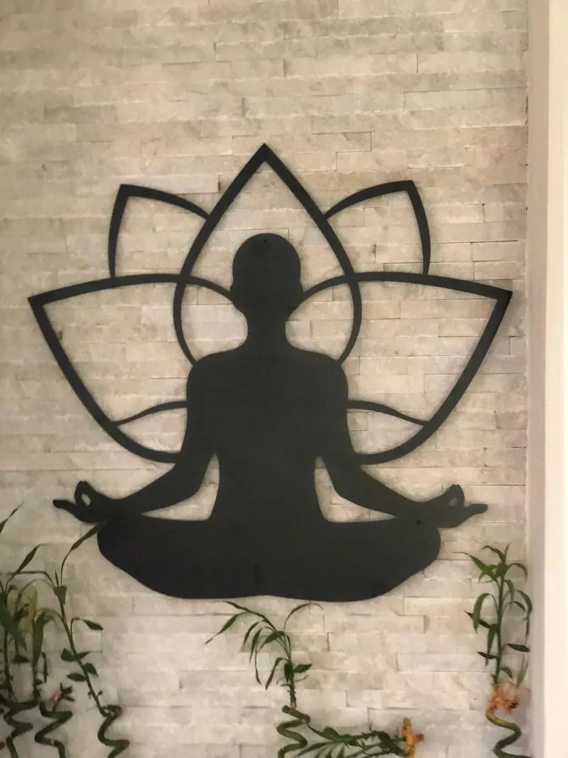 Party Decoration Lotus Flower With Yoga Pose Wood Wall Decor/wood Art/Housewarming Gift/Home Decor/Office Decor/Interior Design Acrylic Sign