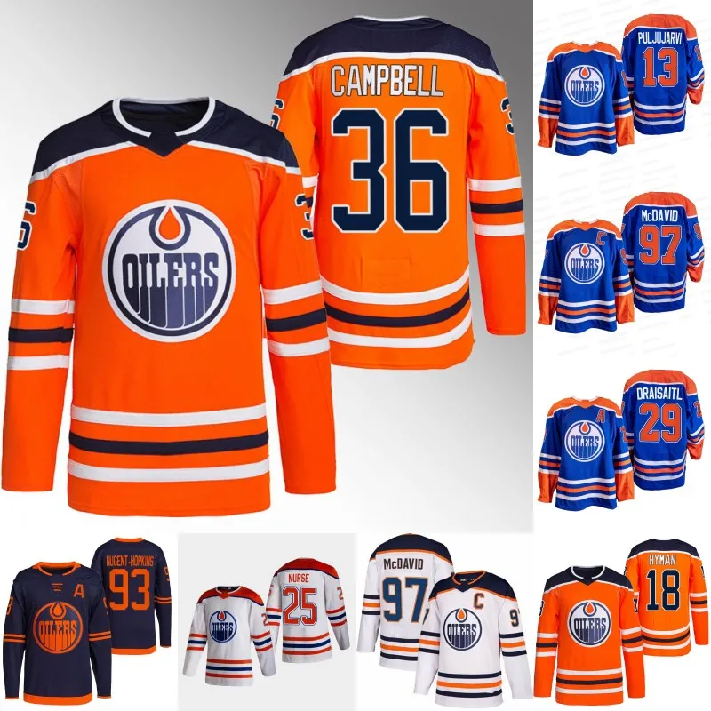 36 Jack Campbell Oilers Jersey Leon Draisaitl Connor McDavid Zach