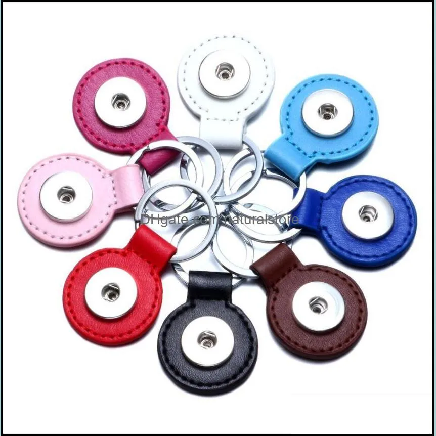 Porte-clés Bijoux 2 Styles Pu Cuir Bouton Pression Chaîne Porte-clés Fit Bricolage 18Mm Livraison Directe 2021 Mz6In