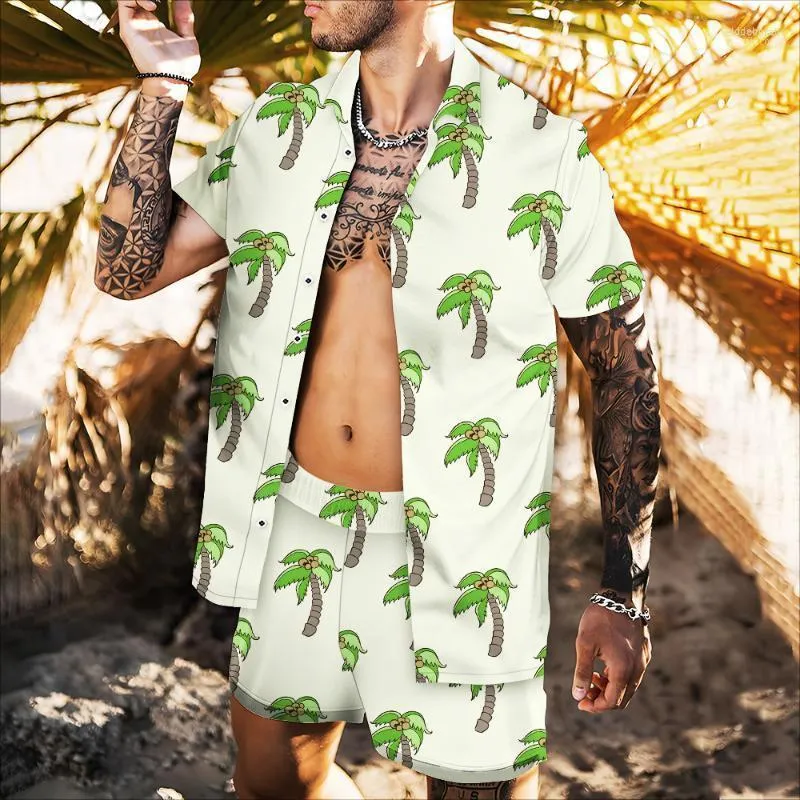 Camisas casuais masculinas imprimindo camisa havaiana masculina tampas de frutas blusas estampadas de fruta plus size summer praia de coco de coco e eldd22