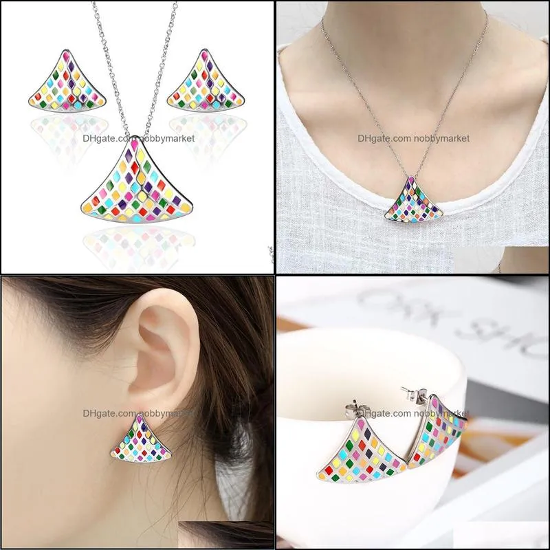 OUFEI Stainless steel Jewelry Set Necklace earrings for Women Necklace jewellery