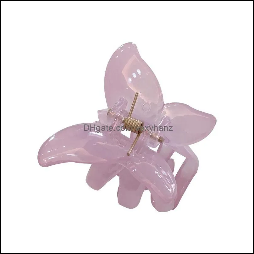 small translucence butterfly model hair clamps women plastic candy pure color claw clips female animal scrunchies ponytail hairpins accessories 6
