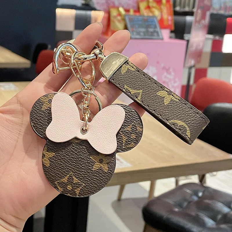 Design criativo de mouse para festa chaveiro de desenho animado bolsa de carro de couro bonito chaveiro acessórios pingente atacado