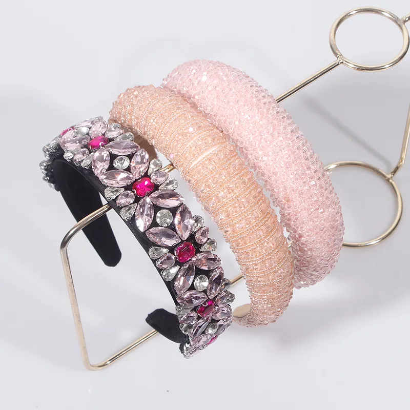 Rosa Strass Stirnband Barock eingelegte Strasssteine Bunte Haarbänder Wunderschönes personalisiertes Geschenk Haarschmuck Großhandel