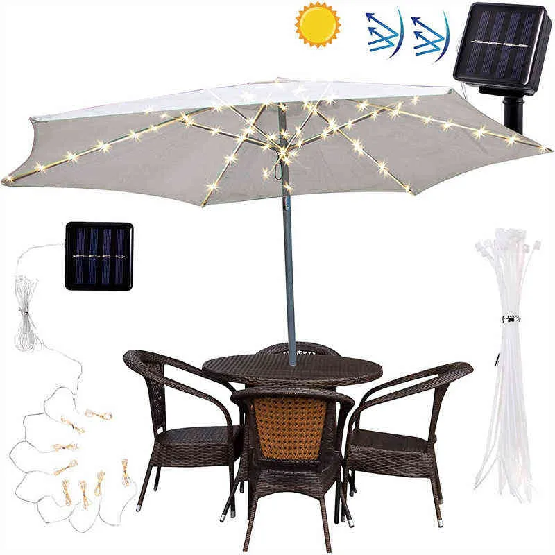 Patio Umbrella Lights Lighting Fashion Led String Lights With Remote Control Lights Solar Operated Outdoor For Patio Camping Tent J220531
