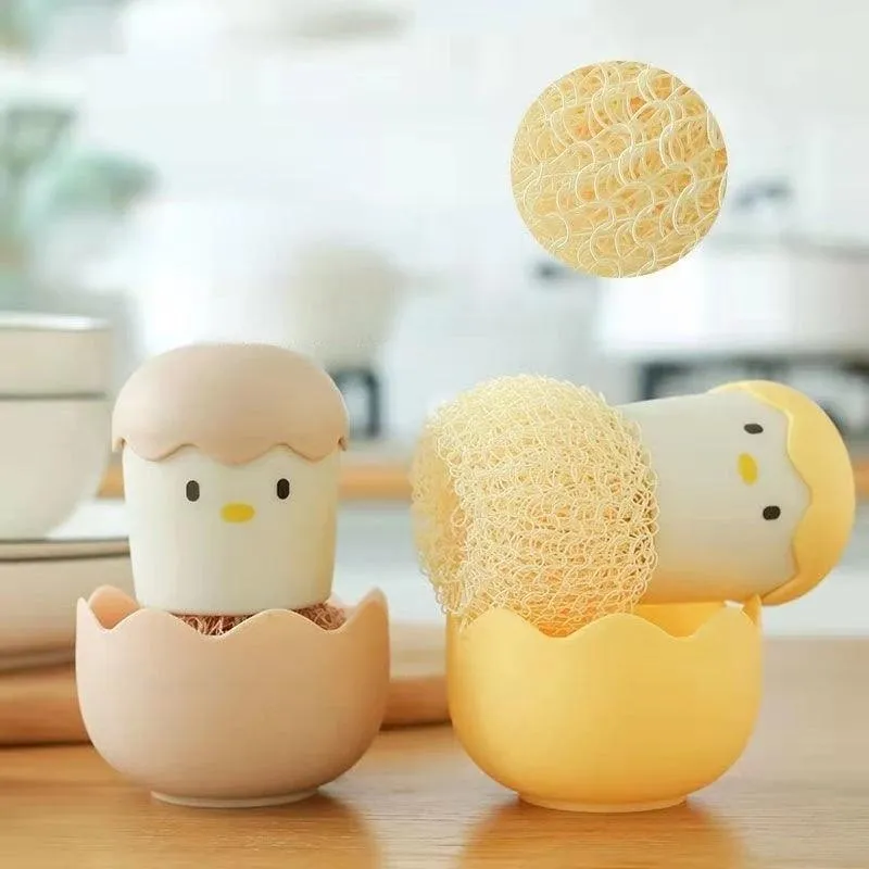 Nano Cleaning Brush With Handle Kitchen Chicken Pot Brush Cartoon Detachable Egg Shell Does Not Lose Wire Dish Cleaning Ball