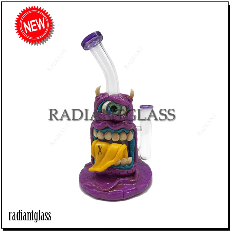 Rétro Anime 10 "Cool Narguilé Vintage Monstre Verre Bong Heady Verre Bongs avec Bol Cou Courbé Mini Petit Dab Rig