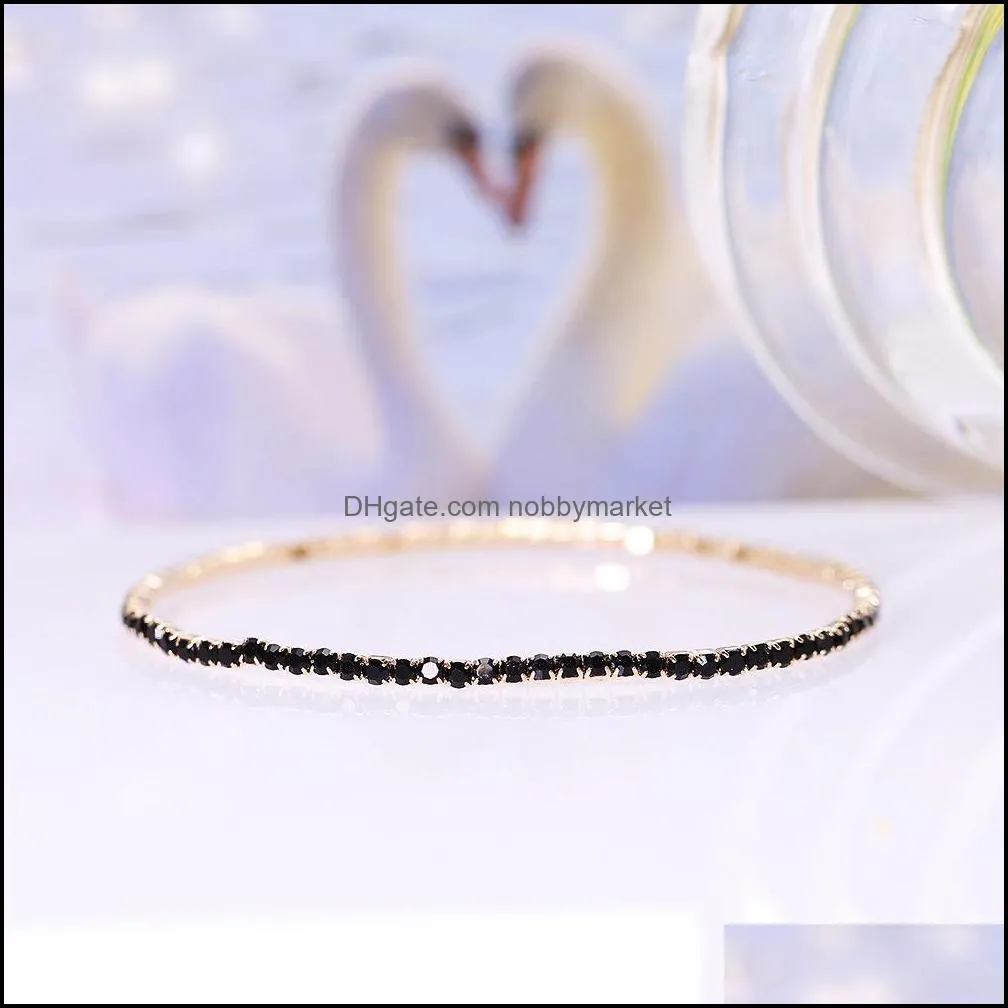 Fashion Cubic Zirconia Tennis Bracelets Punk Colorful Crystal Elastic Chain Bracelet For Womem Gold/Silver Color Jewelry