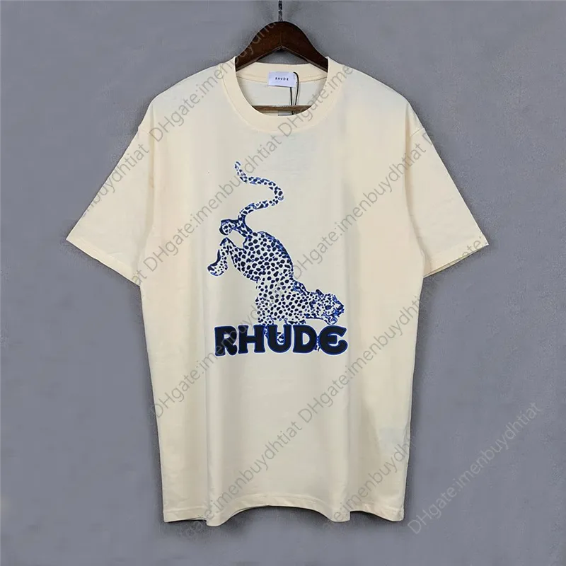 Designer T-shirt säljer väl Rhude Formula Racing Classic Sunset Print 1 1 Kort ärm T-shirt svart vit S-XL Högkvalitativ 001
